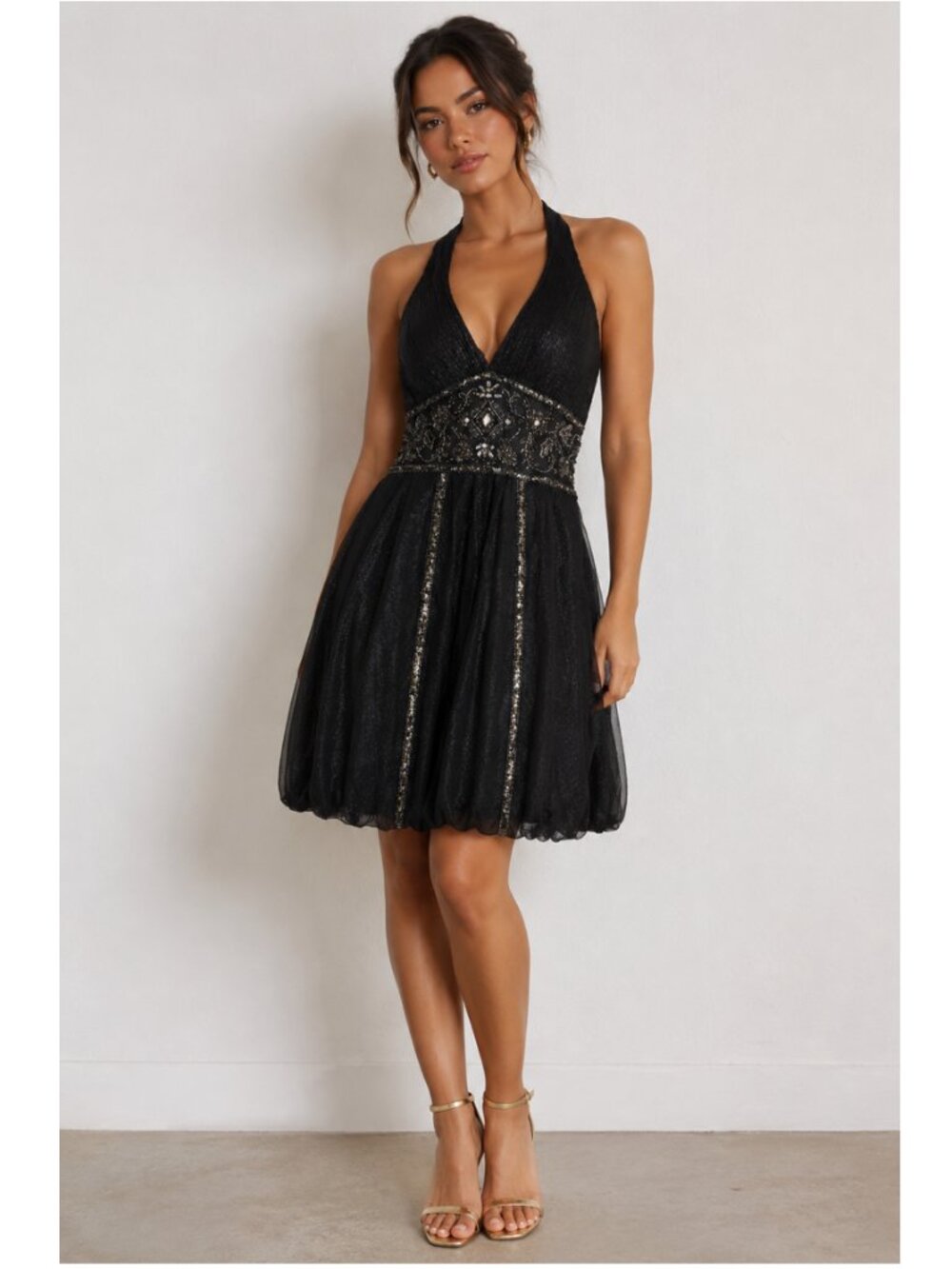 Vintage Sue Wong Black Silk Beaded Cocktail Dress Y2K Witchy Fairy Grunge 6